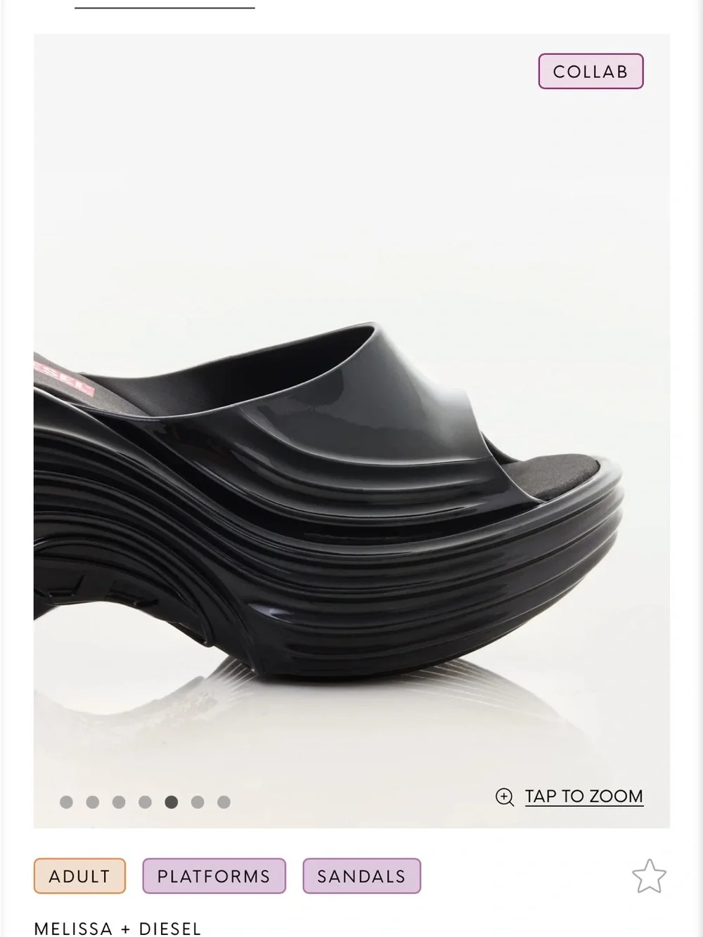 Diesel Black Sculptural Platform Sandals